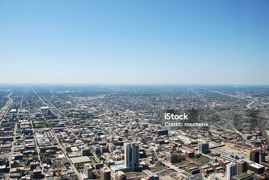 Aerial city view Wide-angle view of Chicago. Aerial View Stock Photo