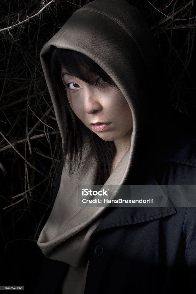 Little Red Riding Hood Lost in the forest! Asian and Indian Ethnicities Stock Photo