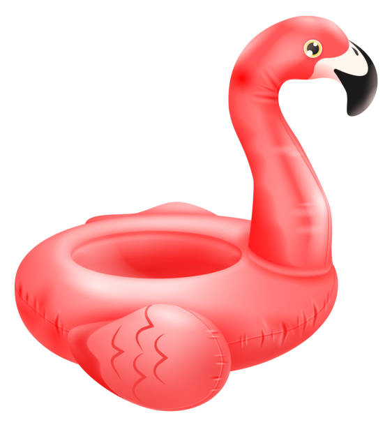 istock Flamingo pool ring. Floating donut. Summer party symbol isolated on white 1449644072