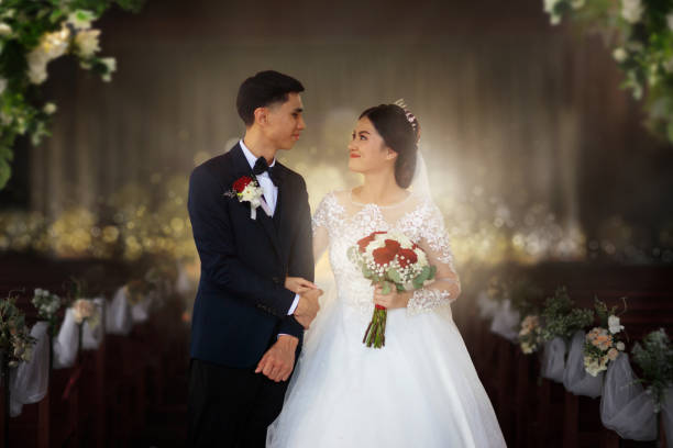 istock Bride and groom. Wedding day. Asian couple. 1449646205
