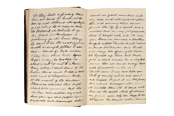 istock Pages in an antique travel diary (1872) 144964650