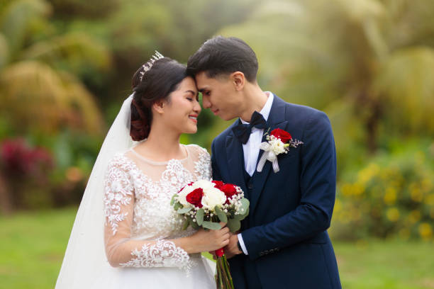 istock Bride and groom. Wedding day. Asian couple. 1449646511