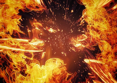 3d illustration of exploding flames