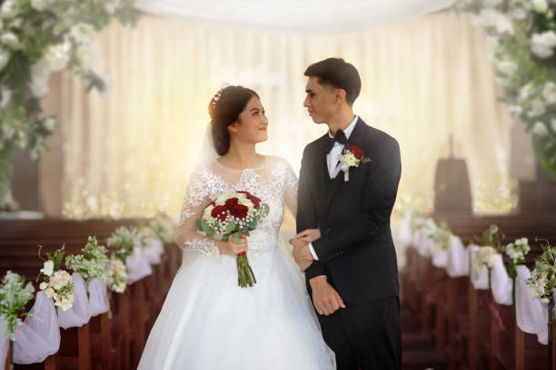 istock Bride and groom. Wedding day. Asian couple. 1449647250