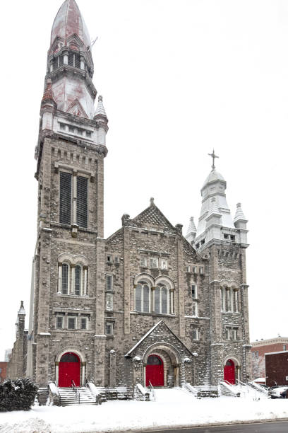 istock St. Brigid's Church in snow 1449649734