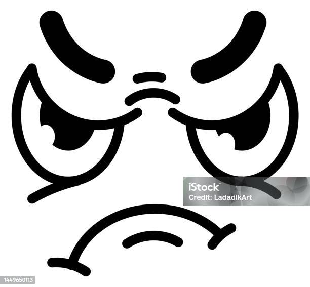 Grumpy Simple Face Annoyed Face With Grumpy Expression In Cartoon Doodle Style Isolated On ...