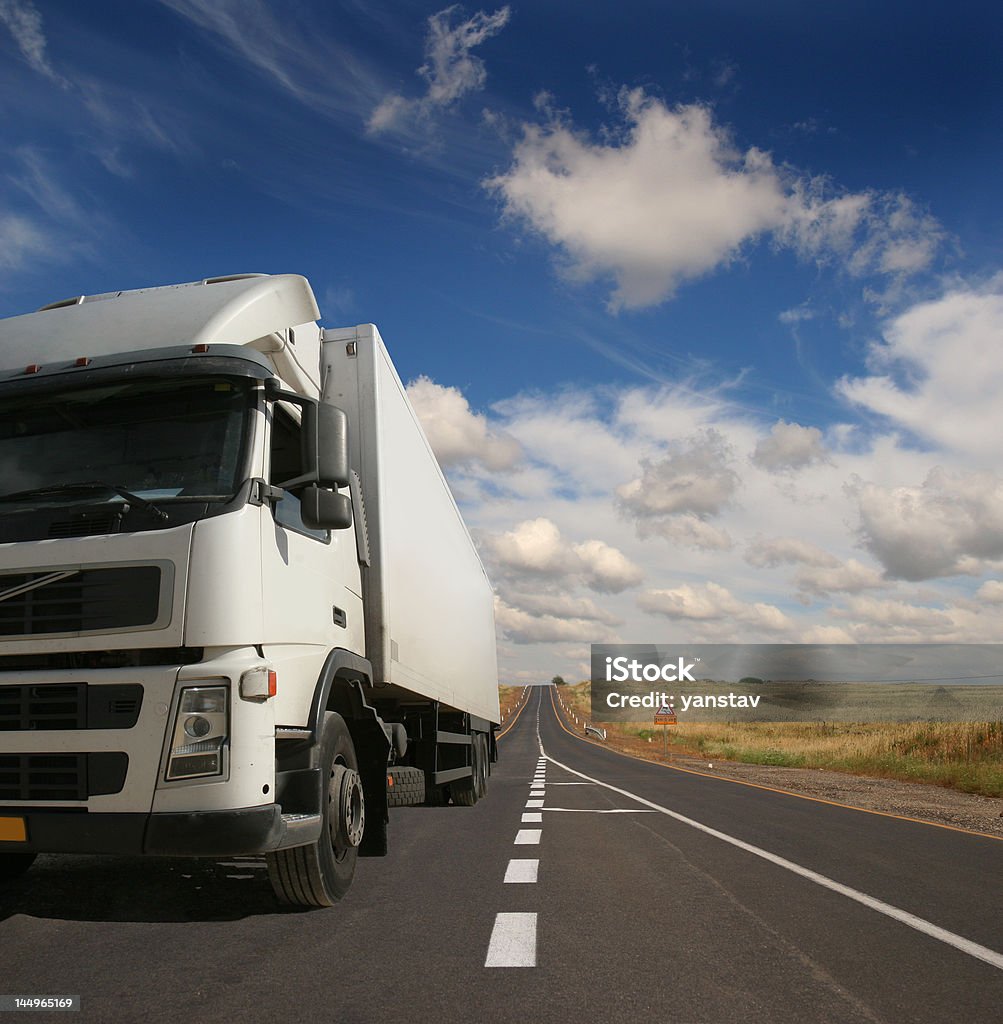 Freight traffic A lorry on road Asphalt Stock Photo