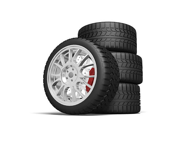 istock Cartoon animated stack of tires isolated on white background 144965466