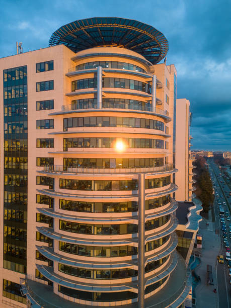 istock office building at night. Aerial drone view. 1449656518