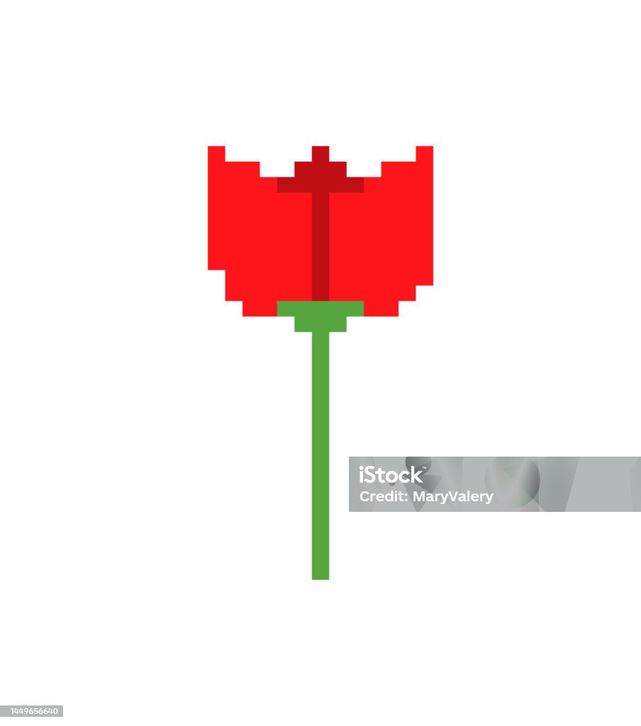 Hoa Tulip Đỏ Hoa Pixel Nghệ Thuật Minh Họa Vector 8 Bit Hình minh ...