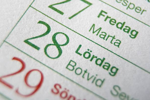 Swedish calendar stock photo