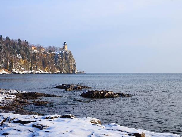 istock Split Rock lighthouse on Lake Superior in winter 144966005