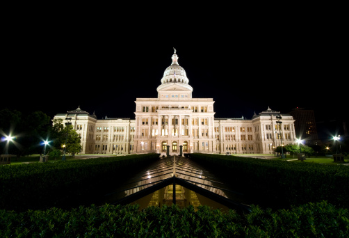 Detail of Texas Capitol Building at night
