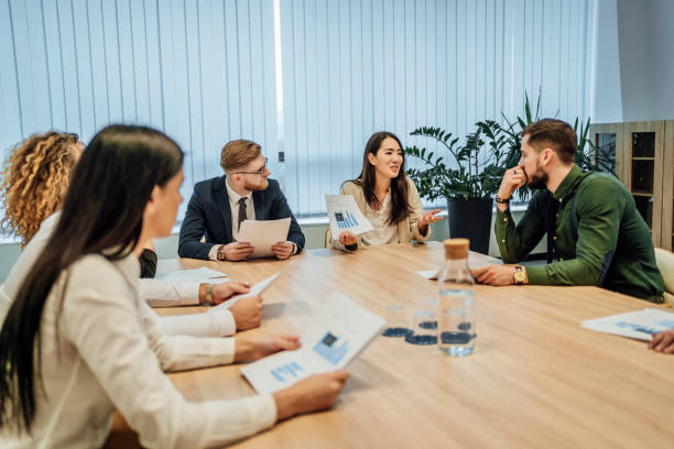 istock Business people having a meeting 1449661275