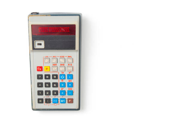Vintage of calculator device on work table
