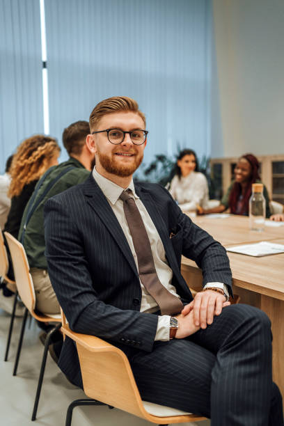 istock Young businessman in a conference room 1449669534