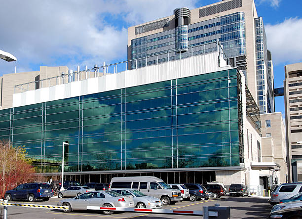 istock Mirrored glass hospital building 144967060