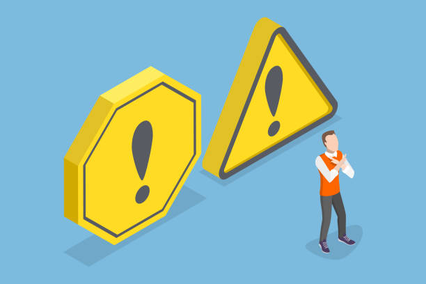 ilustrações de stock, clip art, desenhos animados e ícones de 3d isometric flat vector conceptual illustration of danger or caution sign - human hand stop gesture stop sign isometric