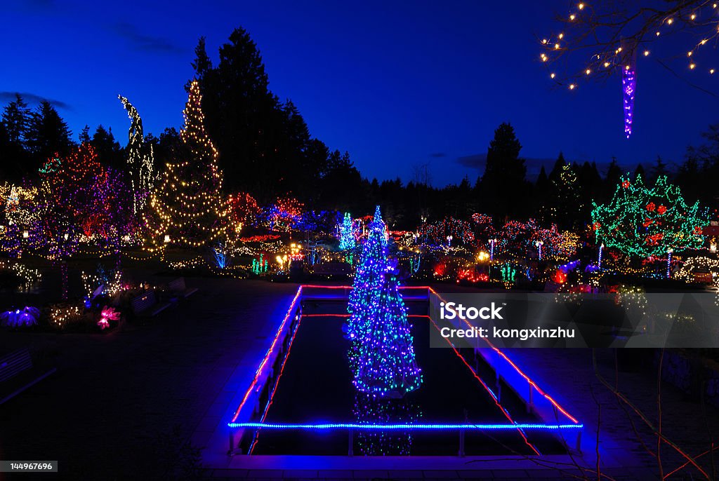 Luci di Natale festa in vandusen gardens - Foto stock royalty-free di Acqua