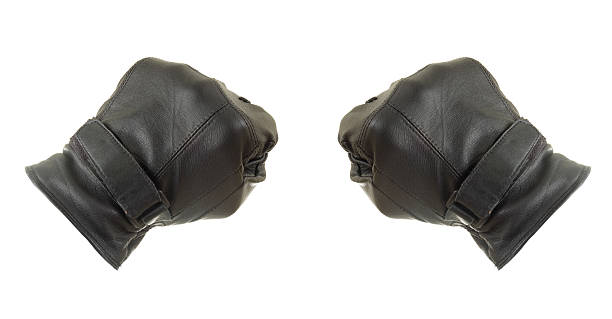 Black leather gloves stock photo