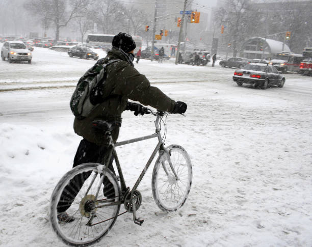 istock Cyclist in the snow 144967854