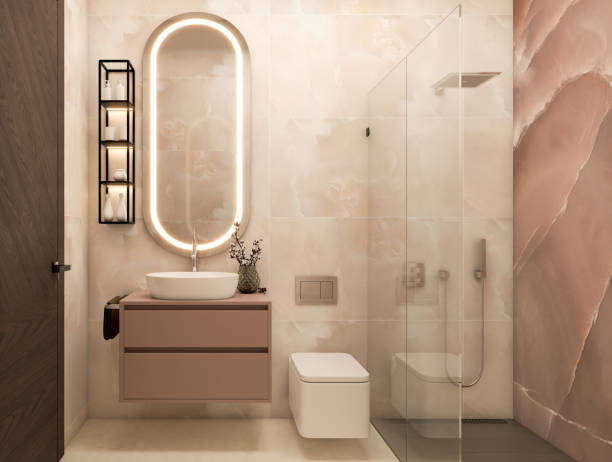 современная ванная комната - bathroom shower glass contemporary стоковые фото и изображения