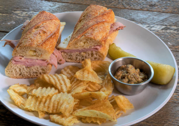 istock Side View of Ham and Cheese baguette 1449684338