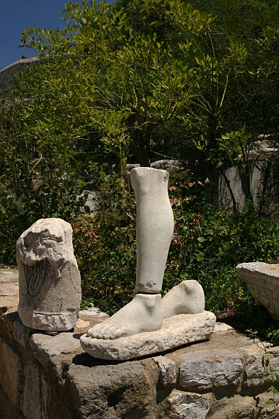 Leg made of stone in a Bodrum Castle stock photo