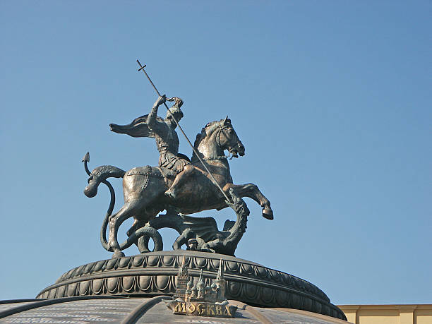 monument - st george dragon mythology horse foto e immagini stock
