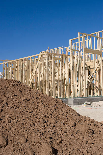 istock Mound of dirt at house construction 144969966
