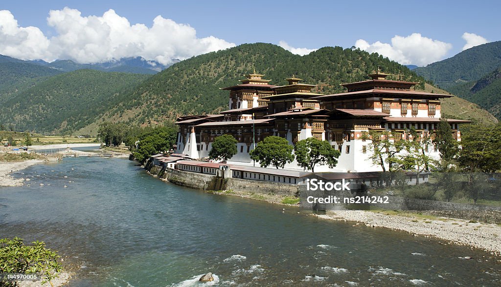 Punakha Dzong Punakha Dzong next to the river in Paro.  Architecture Stock Photo