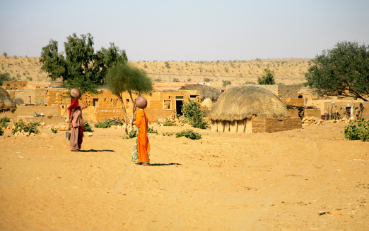 Little village in Thar desert, Jaisalmer, Rajasthan, India