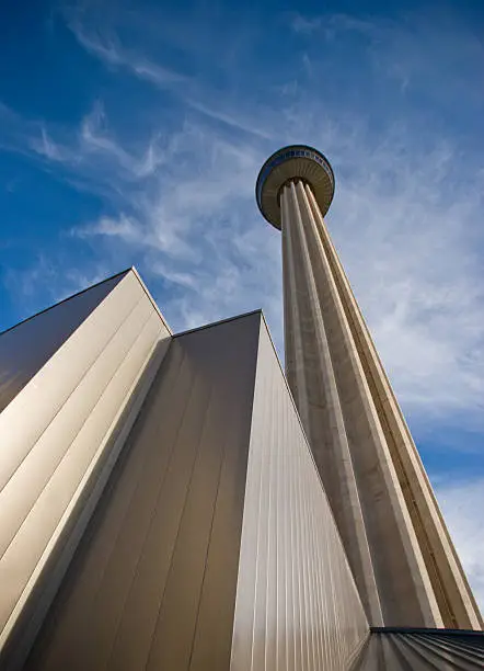 San Antonio's Tower of the Americas as viewed from a dynamic angle.