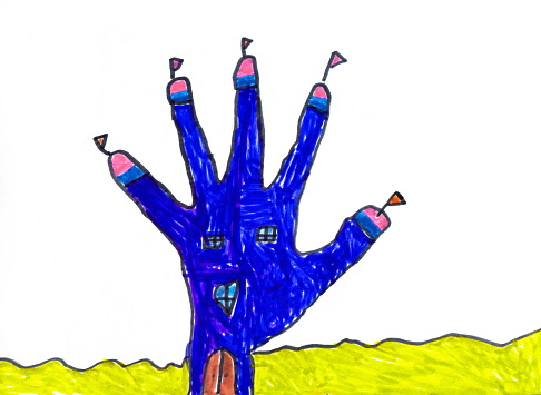 Child's Drawing: Hand House