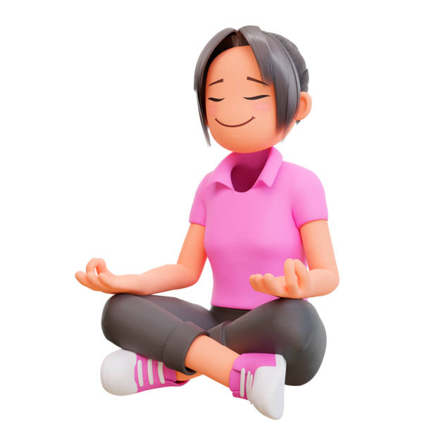 istock 3d render cute girl meditating 1449737590