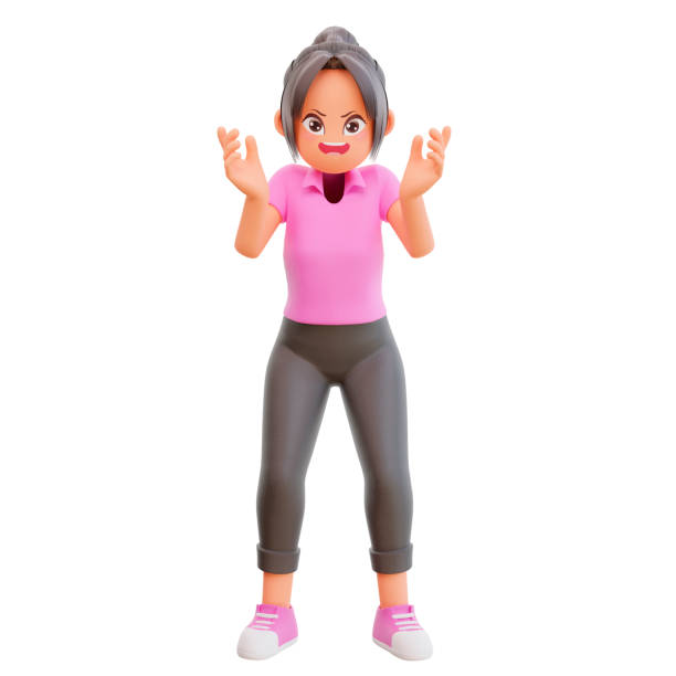istock 3d render cute girl expressing negative emotions displeased 1449737609