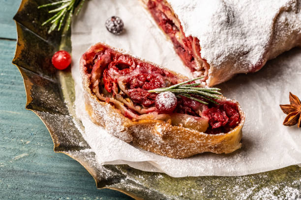 istock berry pie with cherries and cranberries, close up. Traditional Austrian cuisine 1449737628