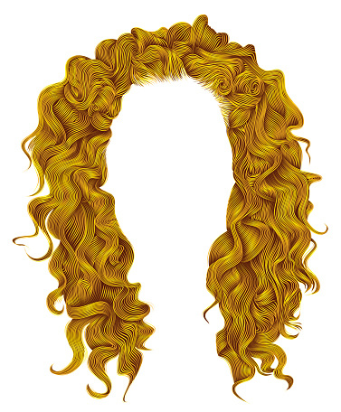 long curly hairs bright yellow  colors .  beauty fashion style . wig .
