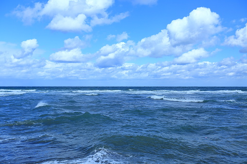 In autumn, off the coast of Jeju Island, you can always see the beautiful blue sky and blue sea.