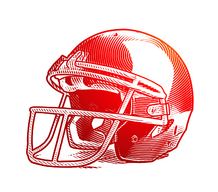 American football helmet cut out on white background