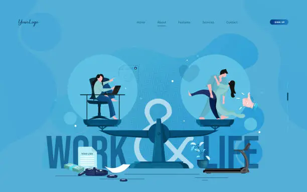Vector illustration of Work life balance concept