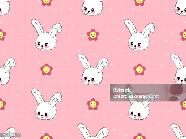White Rabbit Patterns Pink Background Rabbit Seamless Pattern On Pink Background Stock Illustration ...