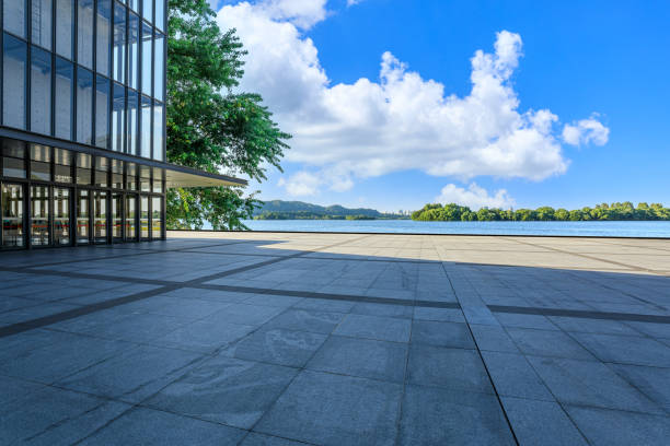 istock Empty city square and lake in Hangzhou 1449754840