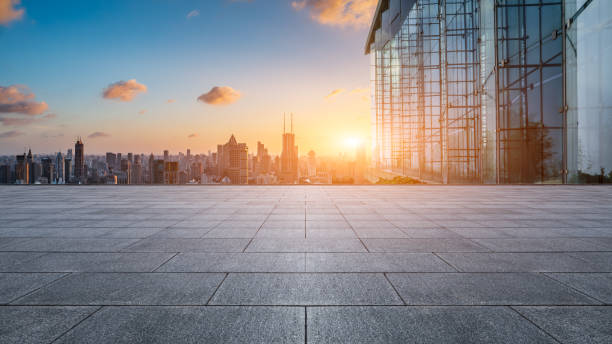 istock Empty floor and city skyline in Shanghai 1449754864