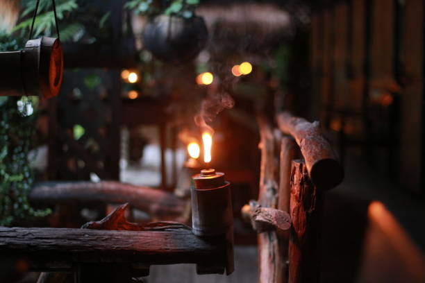 istock Lantern in wooden house 1449757783