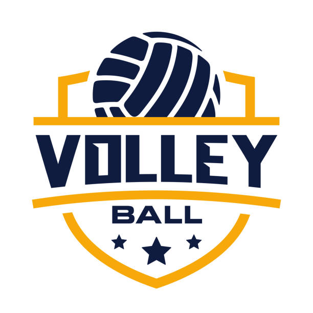 Volleyball team emblem logo design vector illustration Volleyball team emblem logo design vector illustration volleyball ball volleying isolated stock illustrations