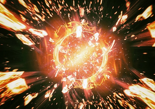 3d illustration of burning flames exploding in energy concept