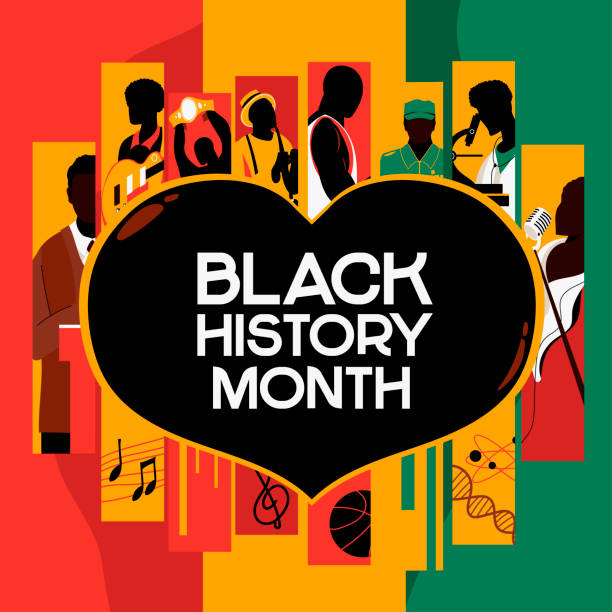 ilustrații de stoc cu black history luna sărbătoriți cu africani oameni profesii de fundal - luna istoriei negrilor