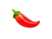Hot chili pepper fresh and healthy vegetable Concept. icon sign or symbol 3d render illustration