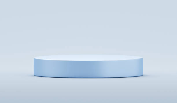 Light blue podium product background 3d platform show stage scene of minimal modern presentation pedestal display or empty cosmetic stand showcase mockup and blank advertising shelf step sale banner.